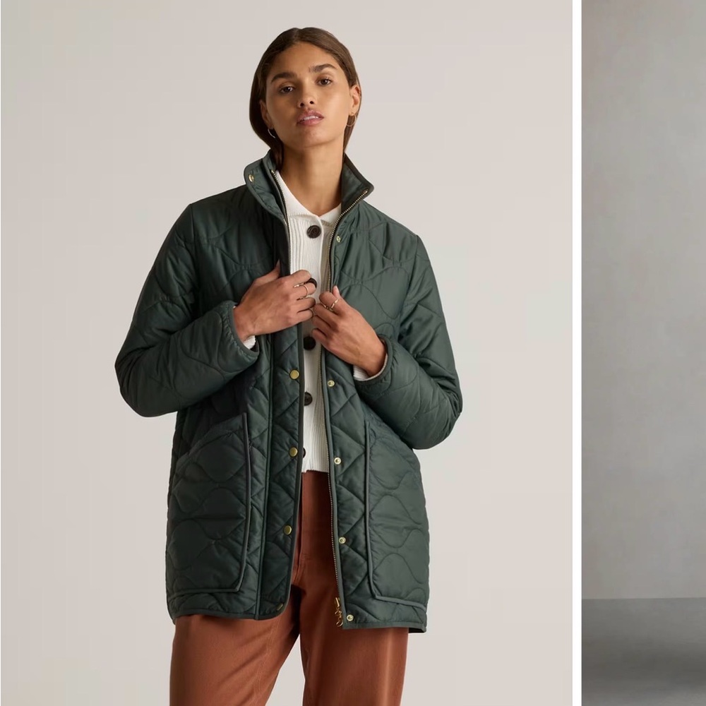 Quince pine quilted long puffer jacket